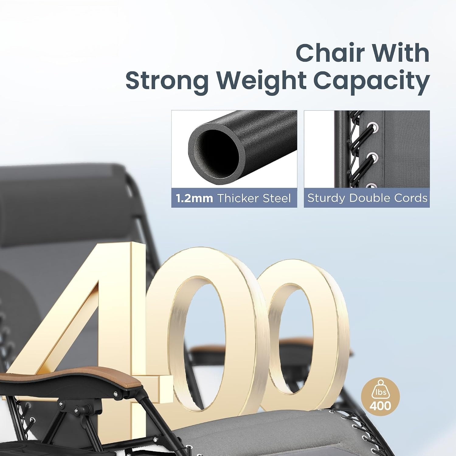 Light Grey Padded Zero Gravity Chair with Cup Holder