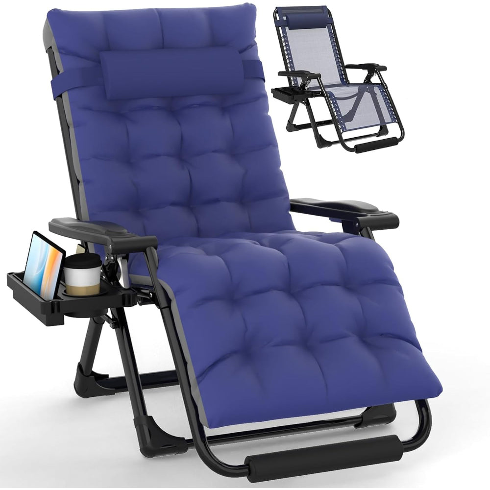 Oversized Blue Padded Zero Gravity Chair