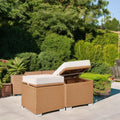 2-Pack Natural-Ivory Wicker Storage Ottoman