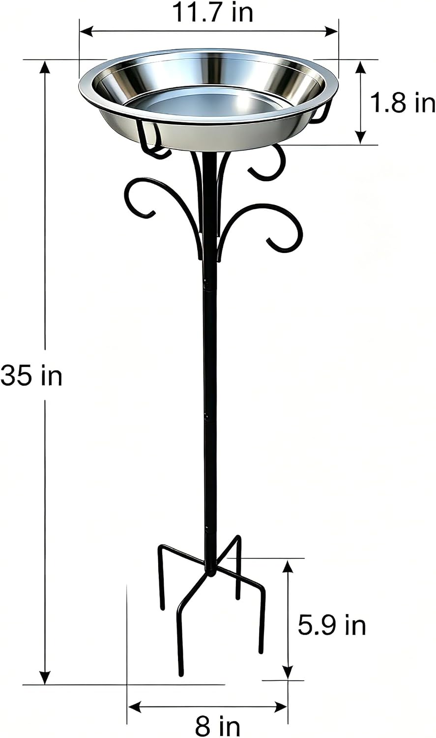 2-in-1 Stainless Steel Bird Bath & Feeder