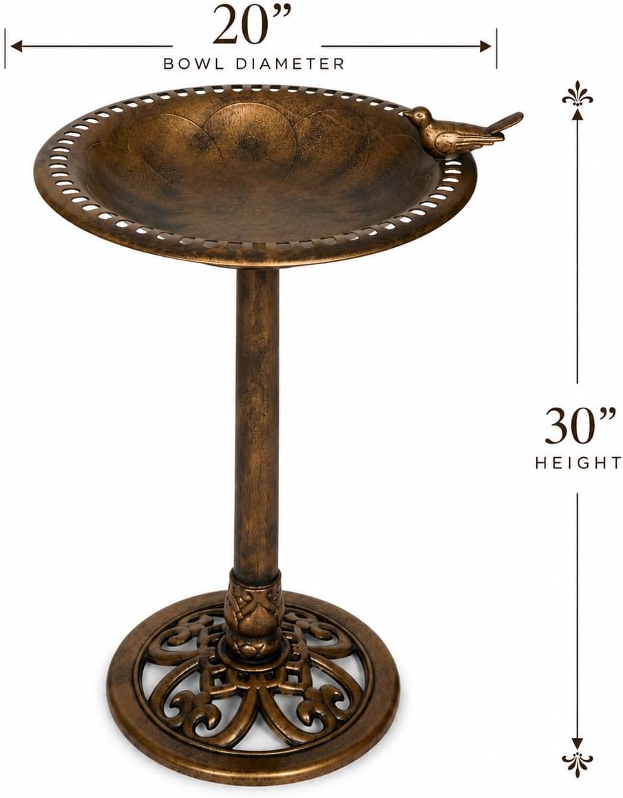 30 Inch Bronze Polyresin Outdoor Bird Bath