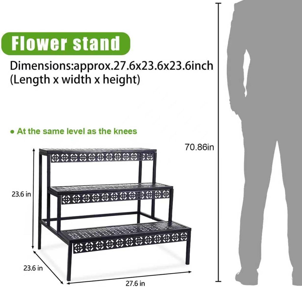 3-Tier Stair-Style Metal Plant Stand