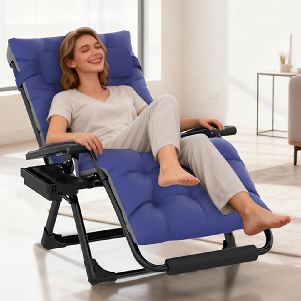 Oversized Blue Padded Zero Gravity Chair