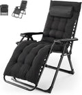 Black Zero Gravity Chair with Cup Holder Tray