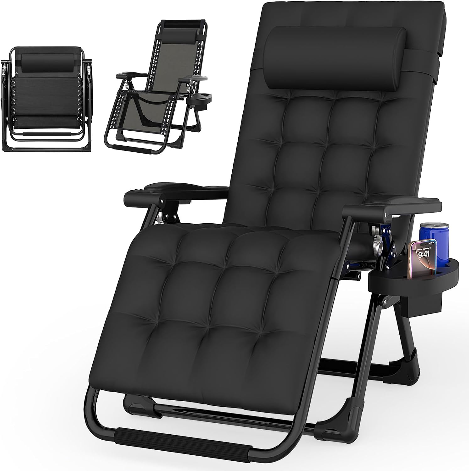 Padded Zero Gravity Chair with Side Tray