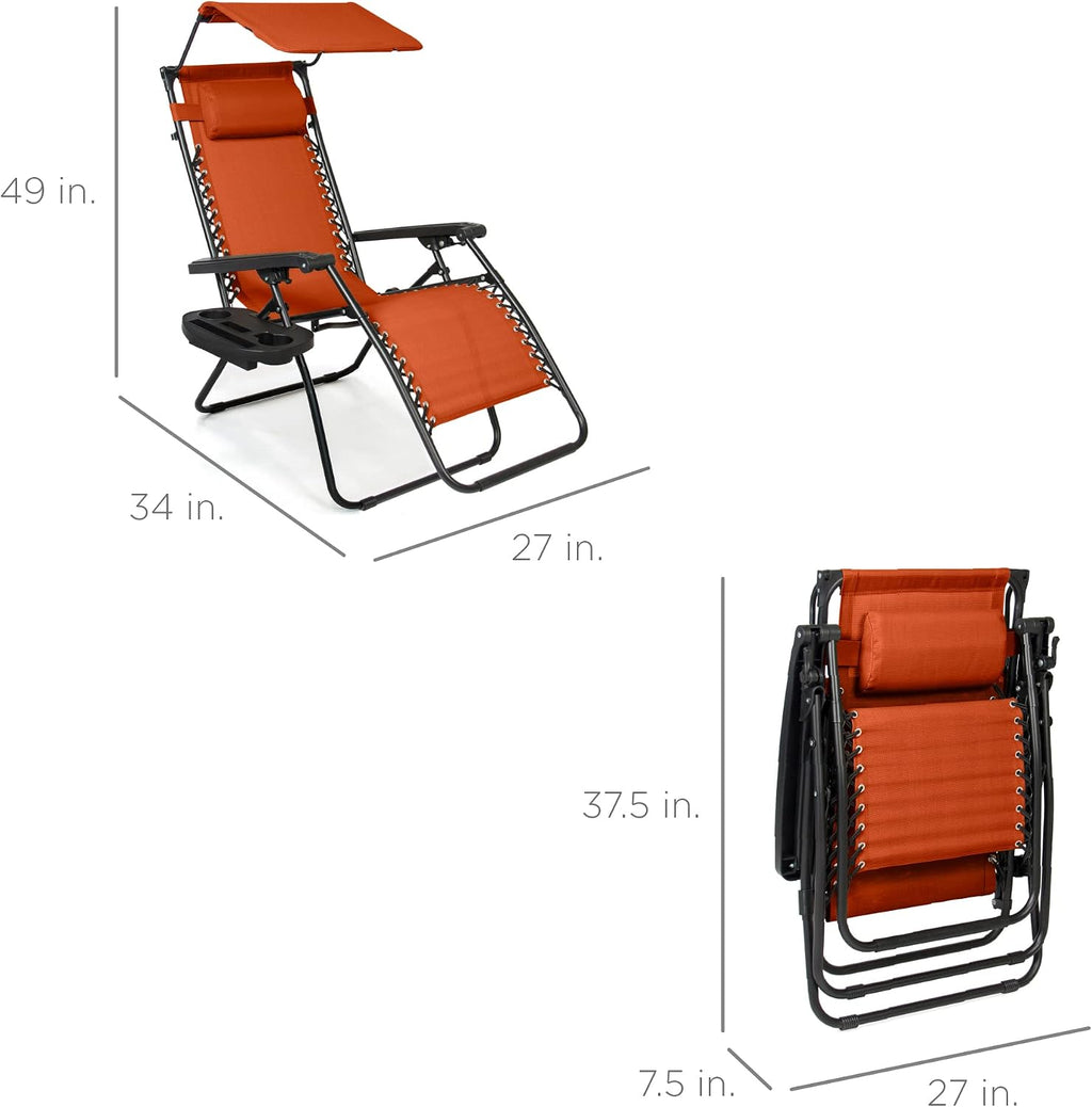 Zero Gravity Recliner with Canopy, Burnt Orange