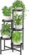 5-Tier Black Folding Metal Corner Plant Stand