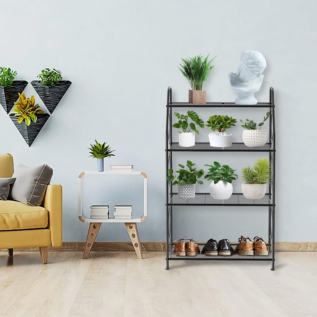 4-Tier Black Metal Plant Stand