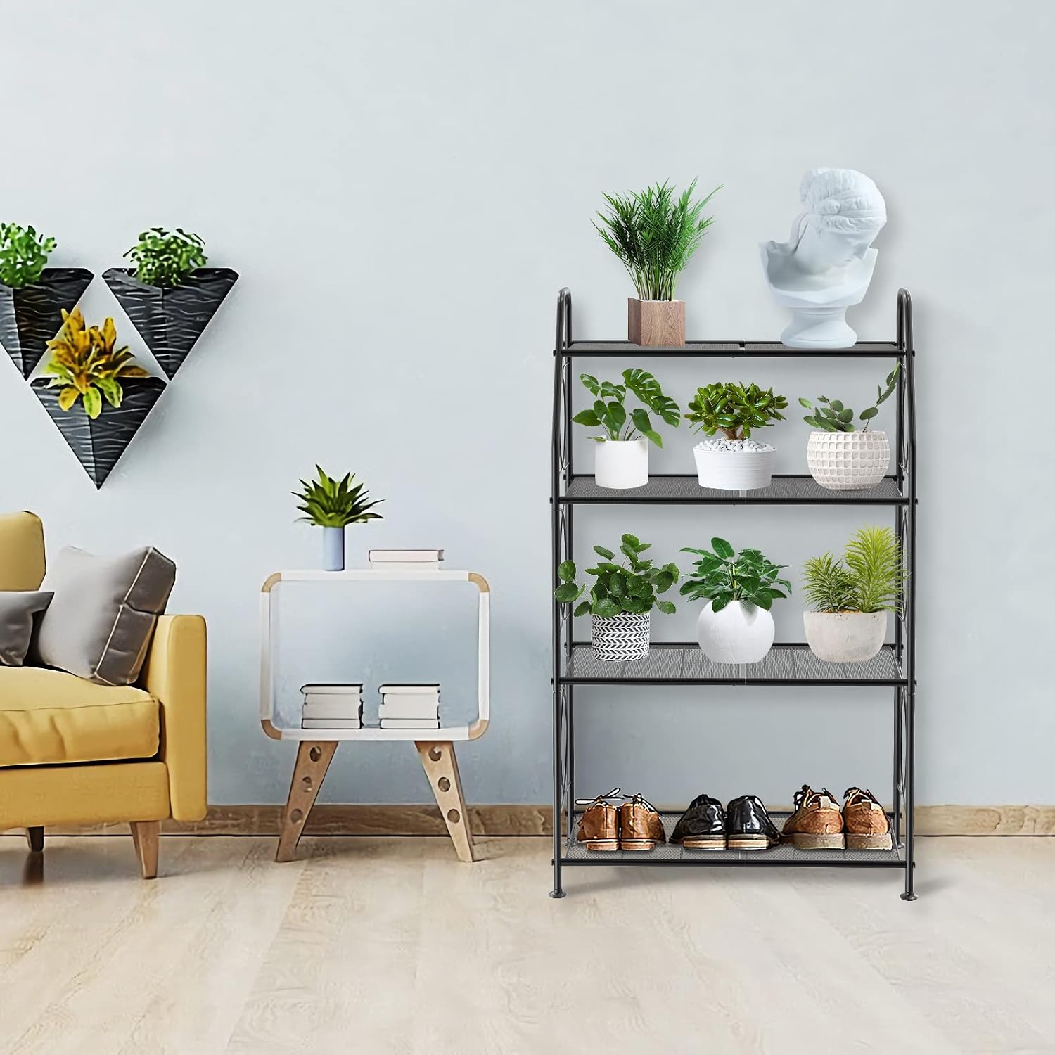 4-Tier Black Metal Plant Stand