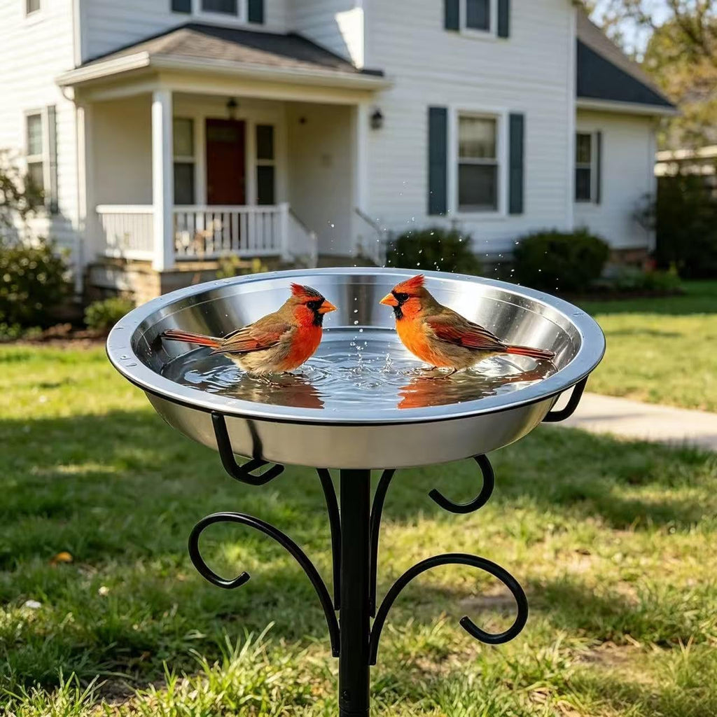 2-in-1 Stainless Steel Bird Bath & Feeder
