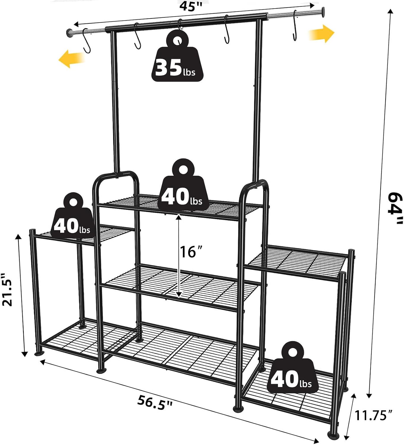 3-Tier Black Ladder Metal Plant Stand