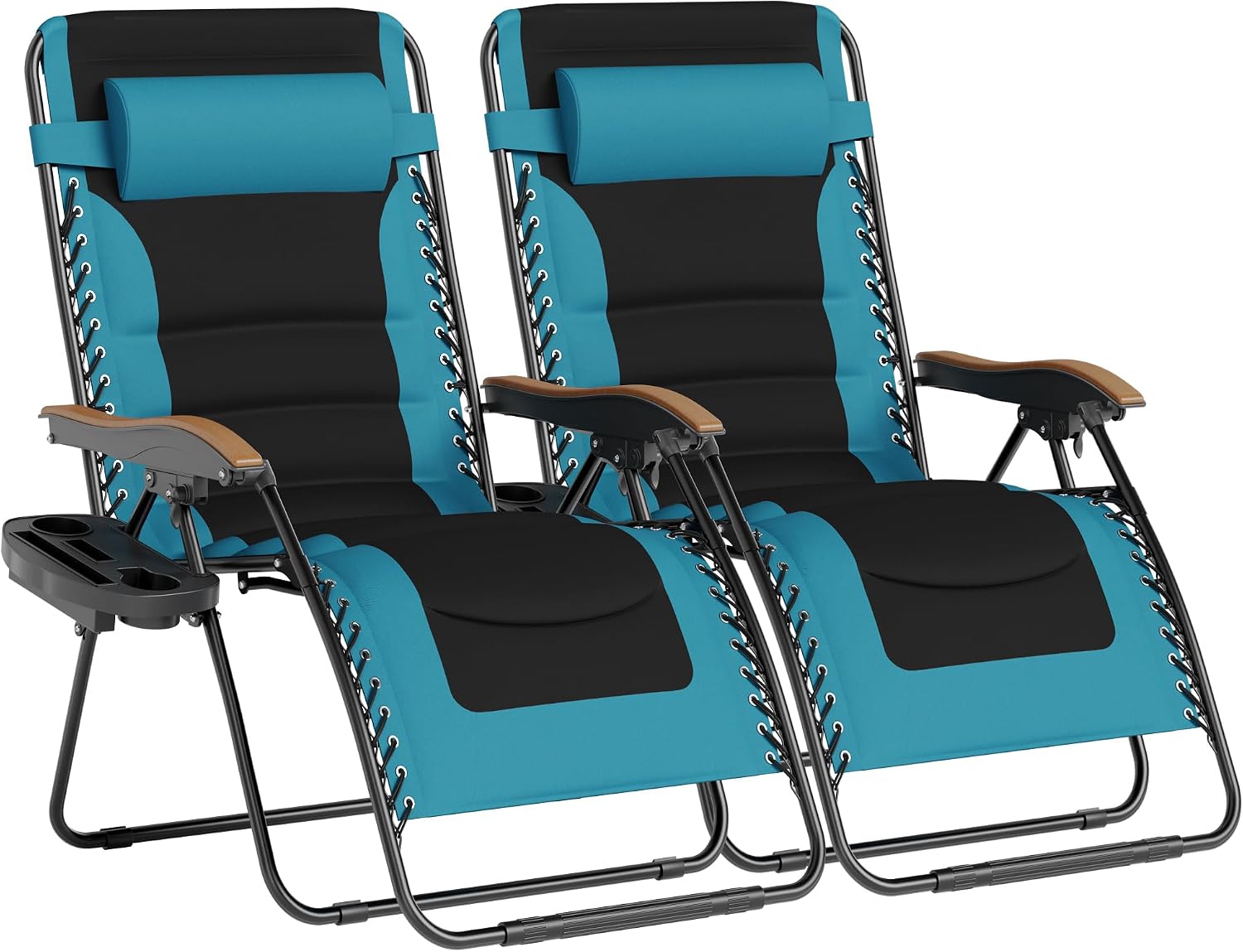 Set of 2 Aqua Zero Gravity Chairs with Cup Holder