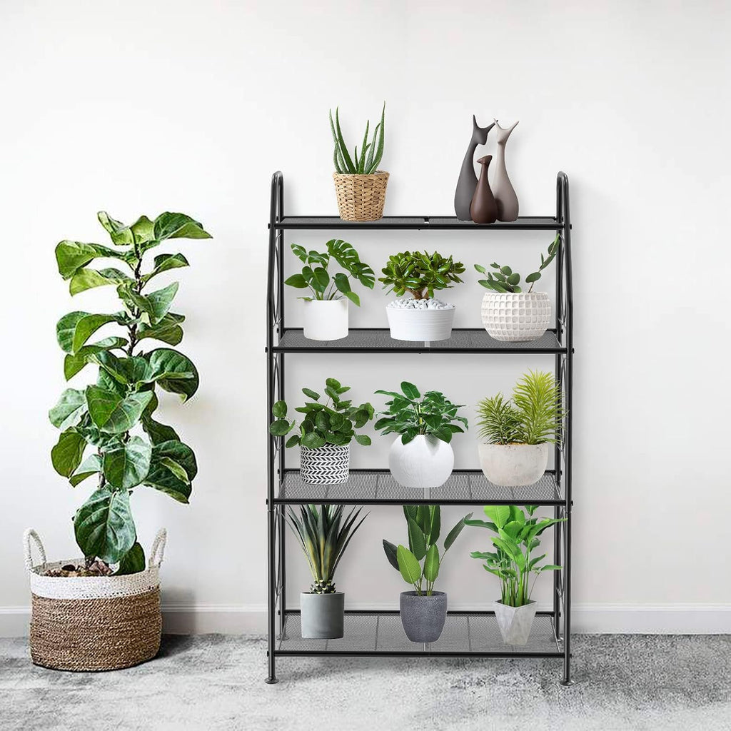 4-Tier Black Metal Plant Stand