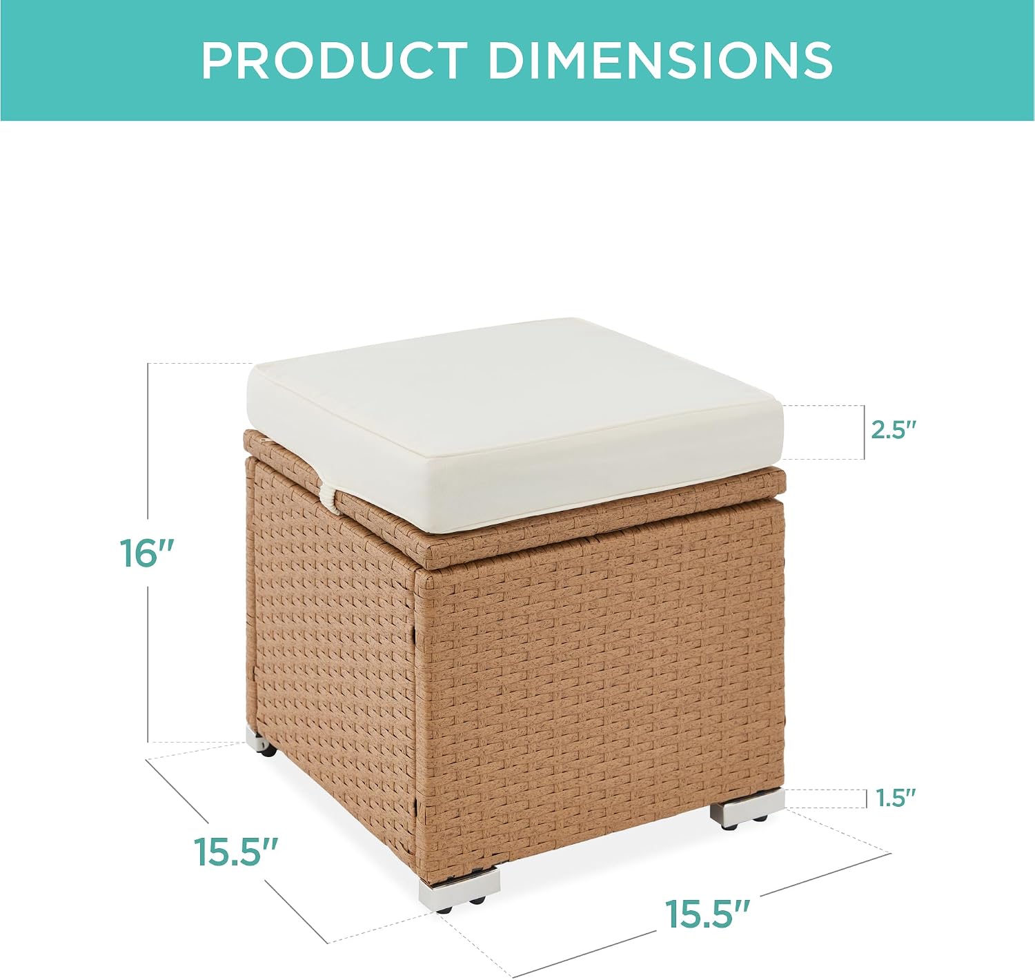 2-Pack Natural-Ivory Wicker Storage Ottoman