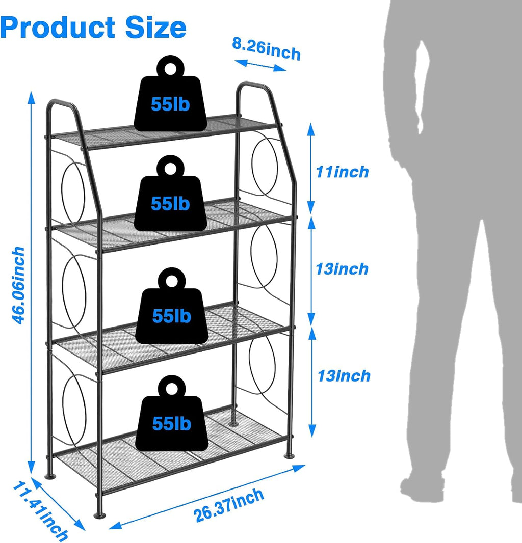 4-Tier Black Metal Plant Stand