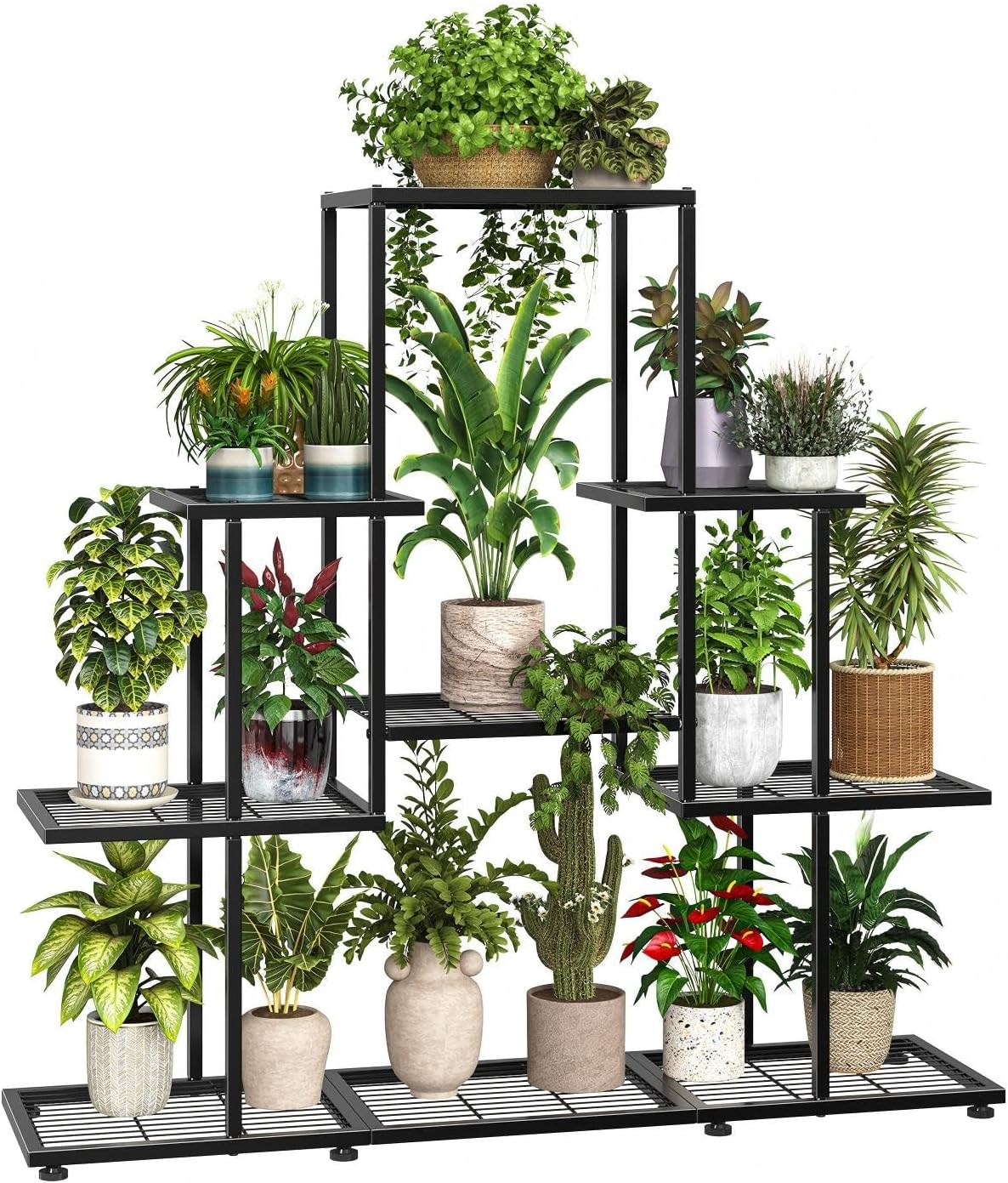 5-Tier Black Metal Corner Plant Stand