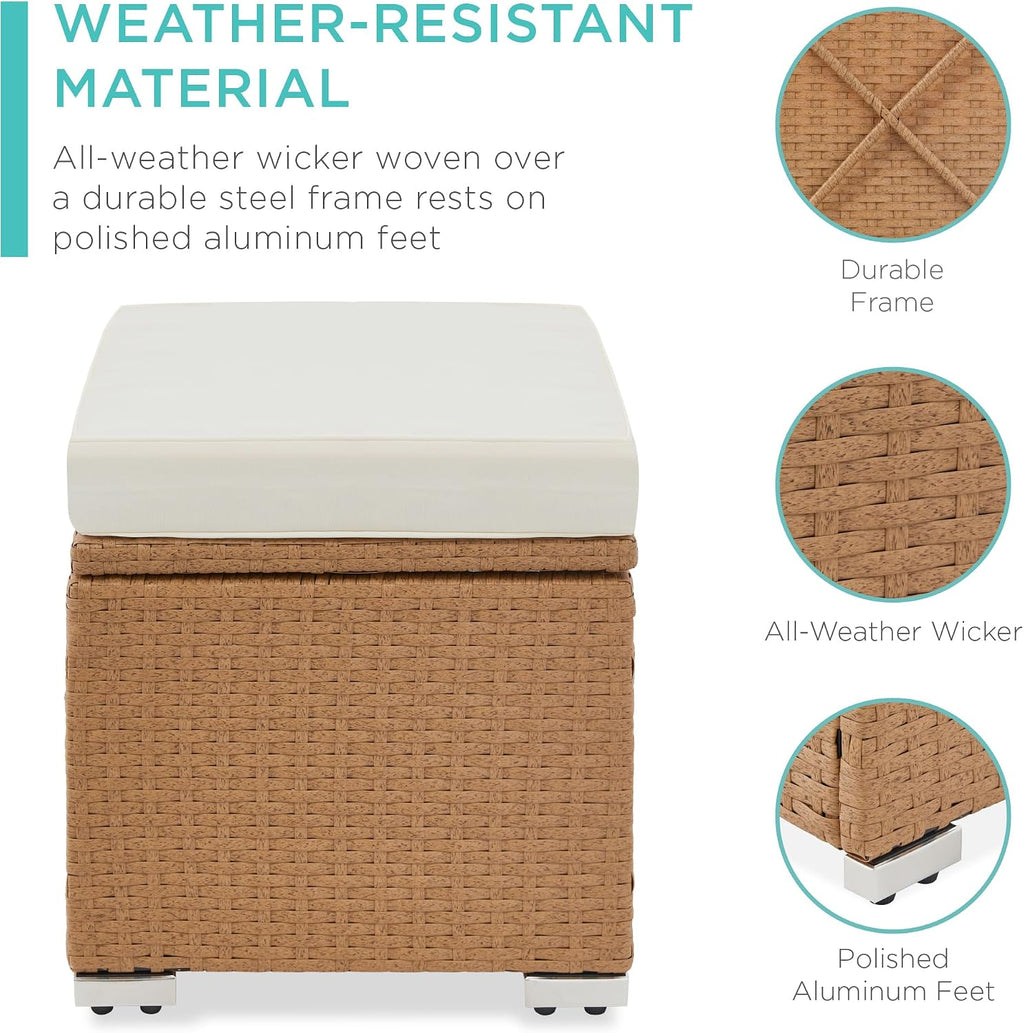 2-Pack Natural-Ivory Wicker Storage Ottoman
