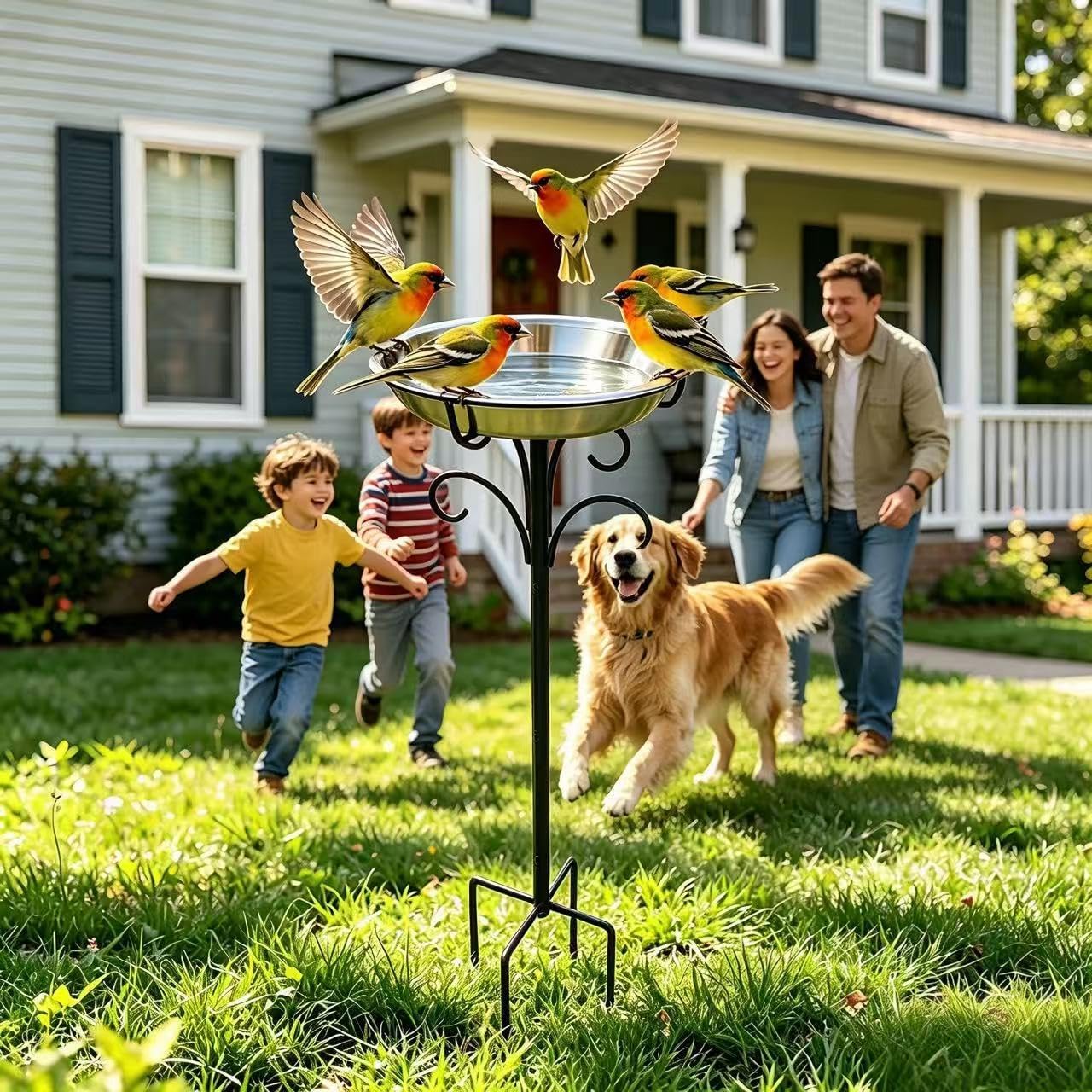 2-in-1 Stainless Steel Bird Bath & Feeder