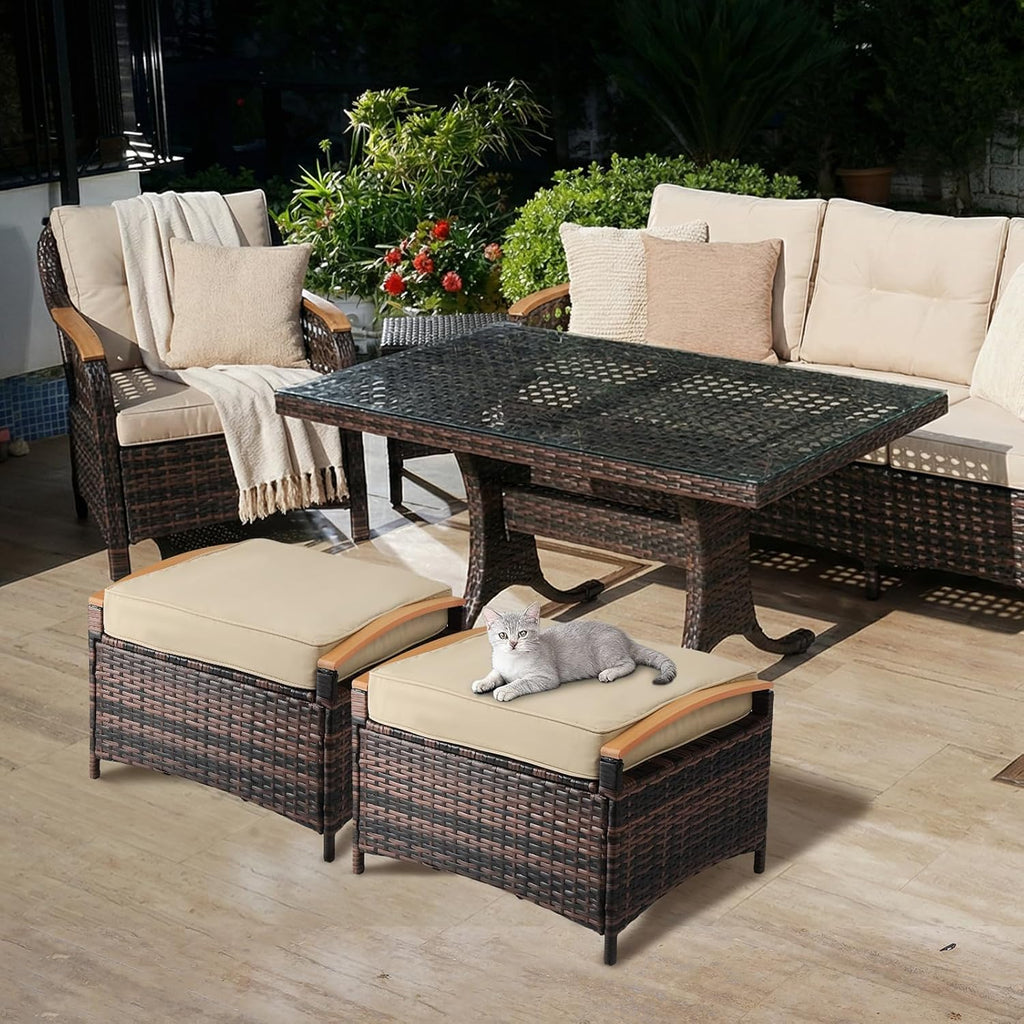 2-Pack Wicker Outdoor Storage Ottoman