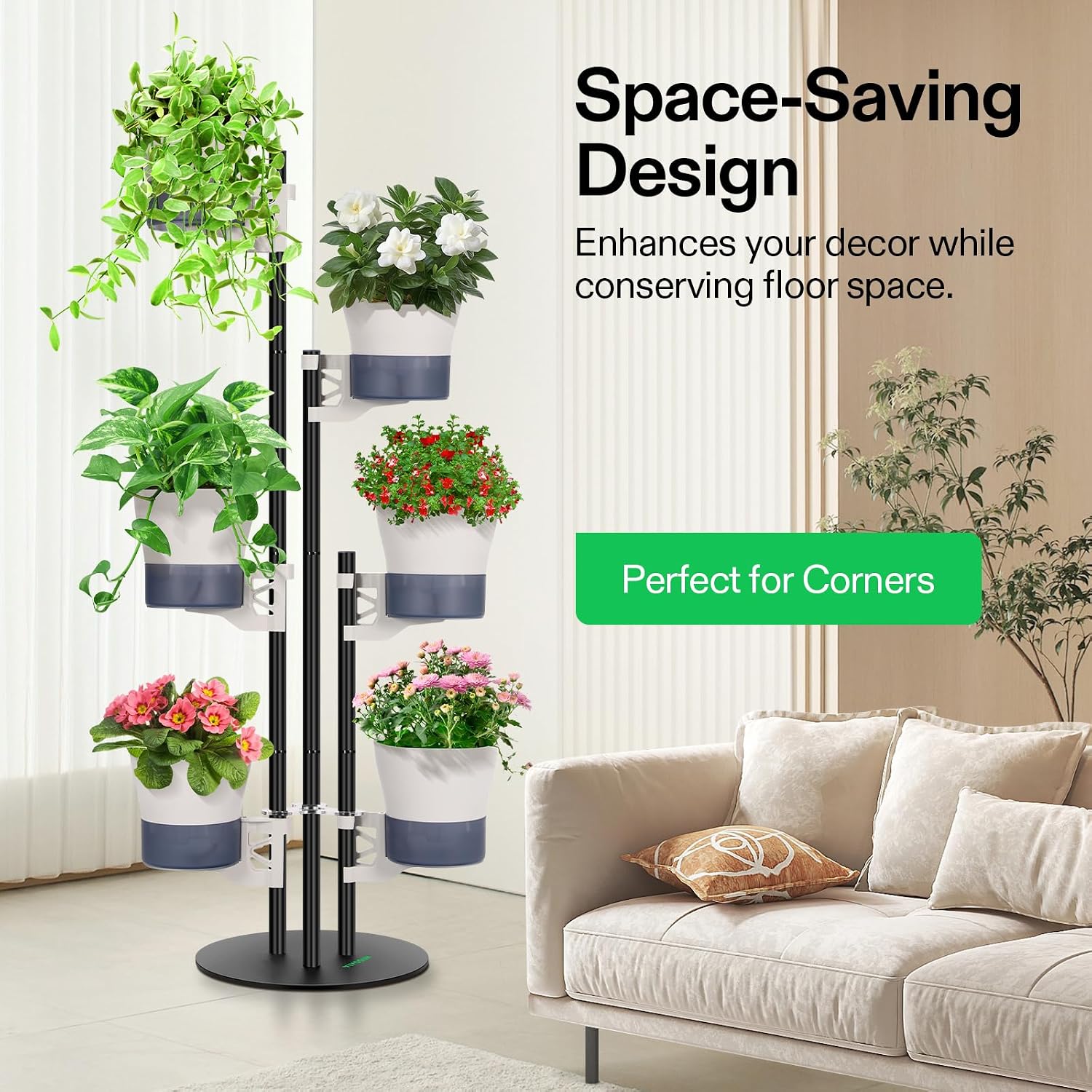 6-Tier Metal Self-Watering Vertical Plant Stand
