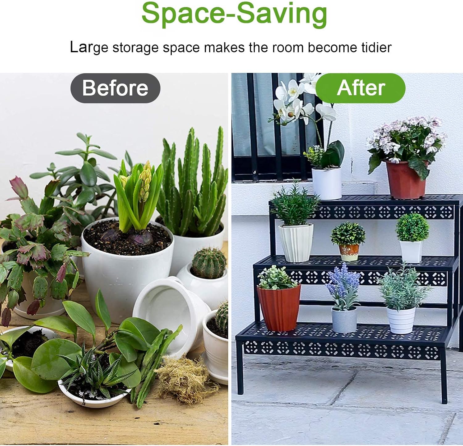 3-Tier Stair-Style Metal Plant Stand