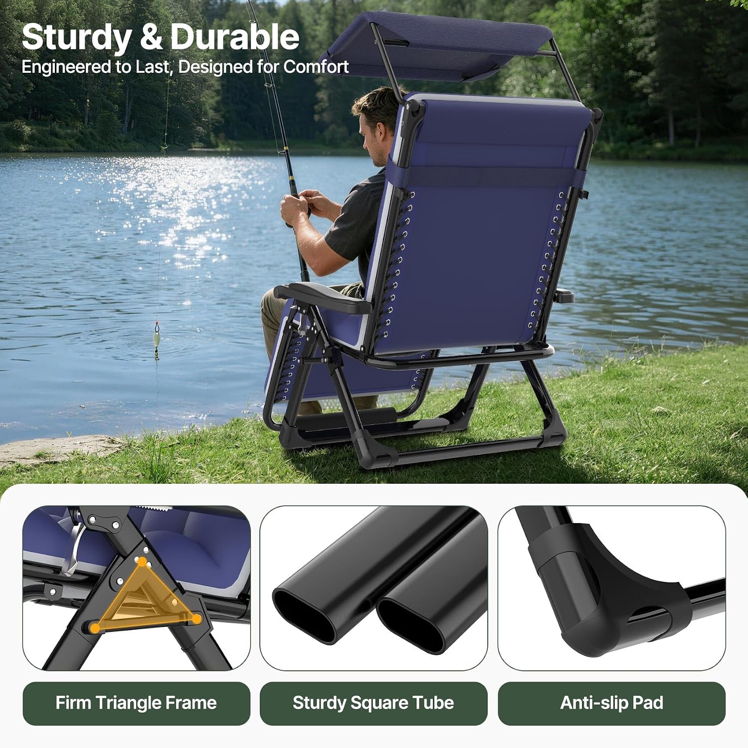 XXL Zero Gravity Chair with Canopy & Cushion