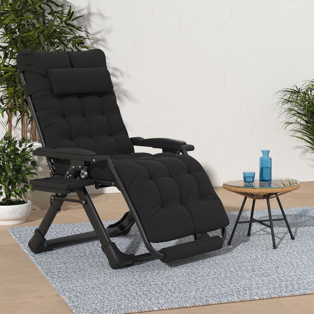 Oversized Black Padded Zero Gravity Chair