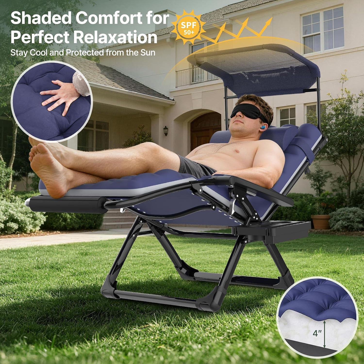 XXL Zero Gravity Chair with Canopy & Cushion