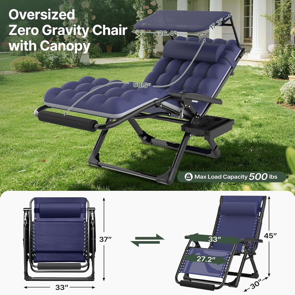 XXL Zero Gravity Chair with Canopy & Cushion