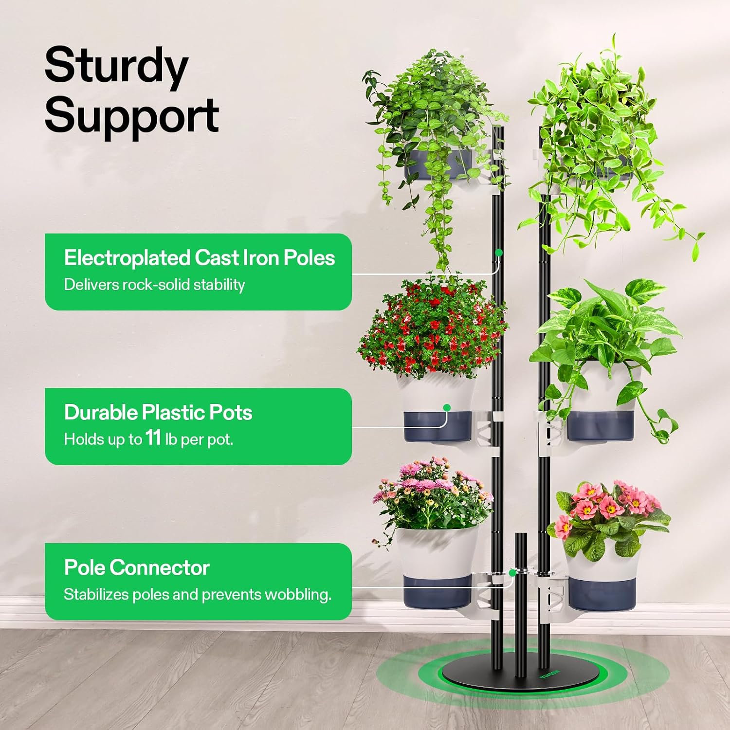 6-Tier Metal Self-Watering Vertical Plant Stand