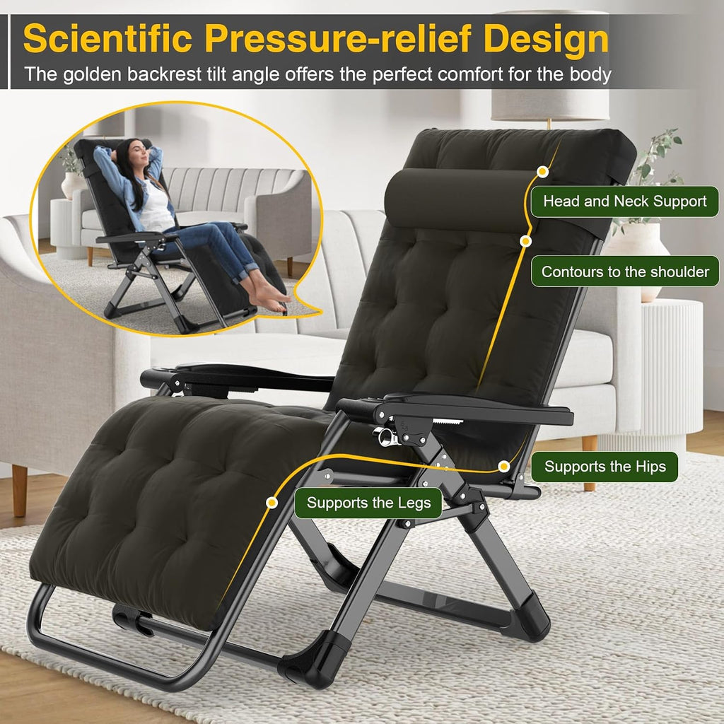 Padded Zero Gravity Chair with Side Tray