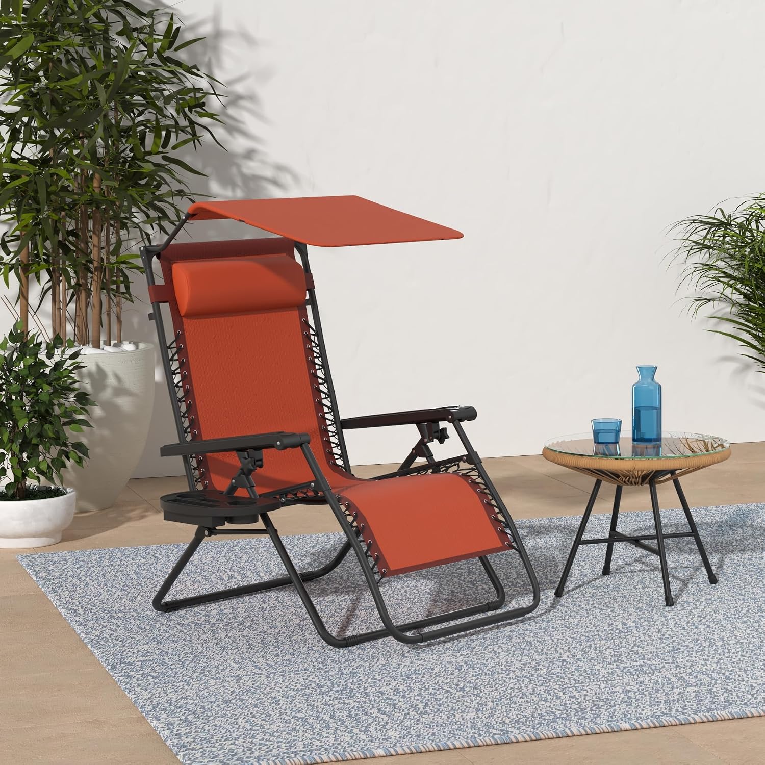 Zero Gravity Recliner with Canopy, Burnt Orange