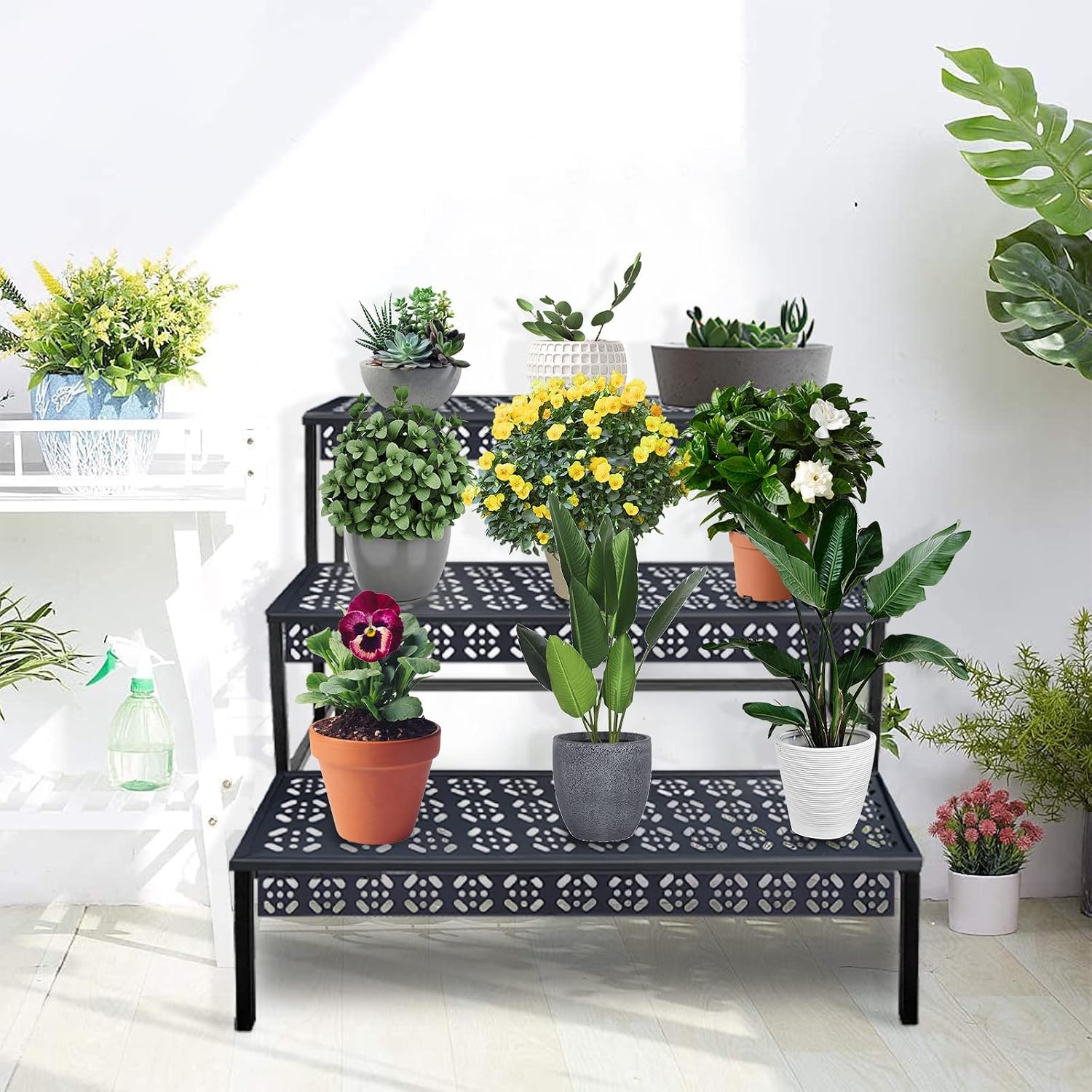 3-Tier Stair-Style Metal Plant Stand