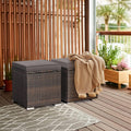 2-Pack Grey PE Rattan Outdoor Storage Ottoman
