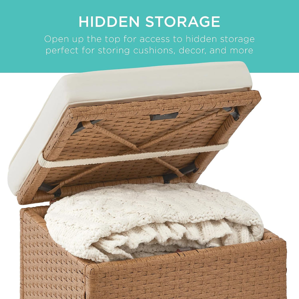 2-Pack Natural-Ivory Wicker Storage Ottoman