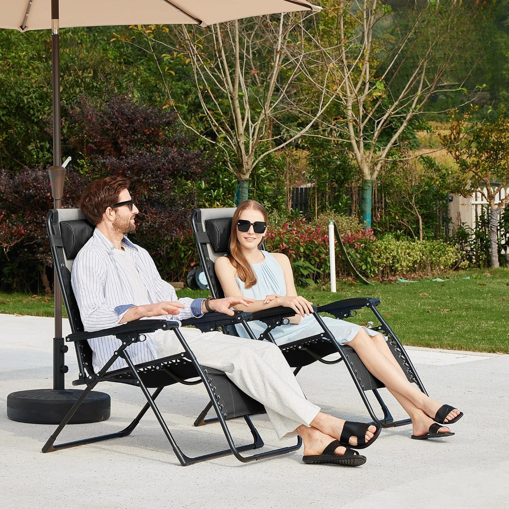 Oversized Black-Gray Padded Zero Gravity Chair