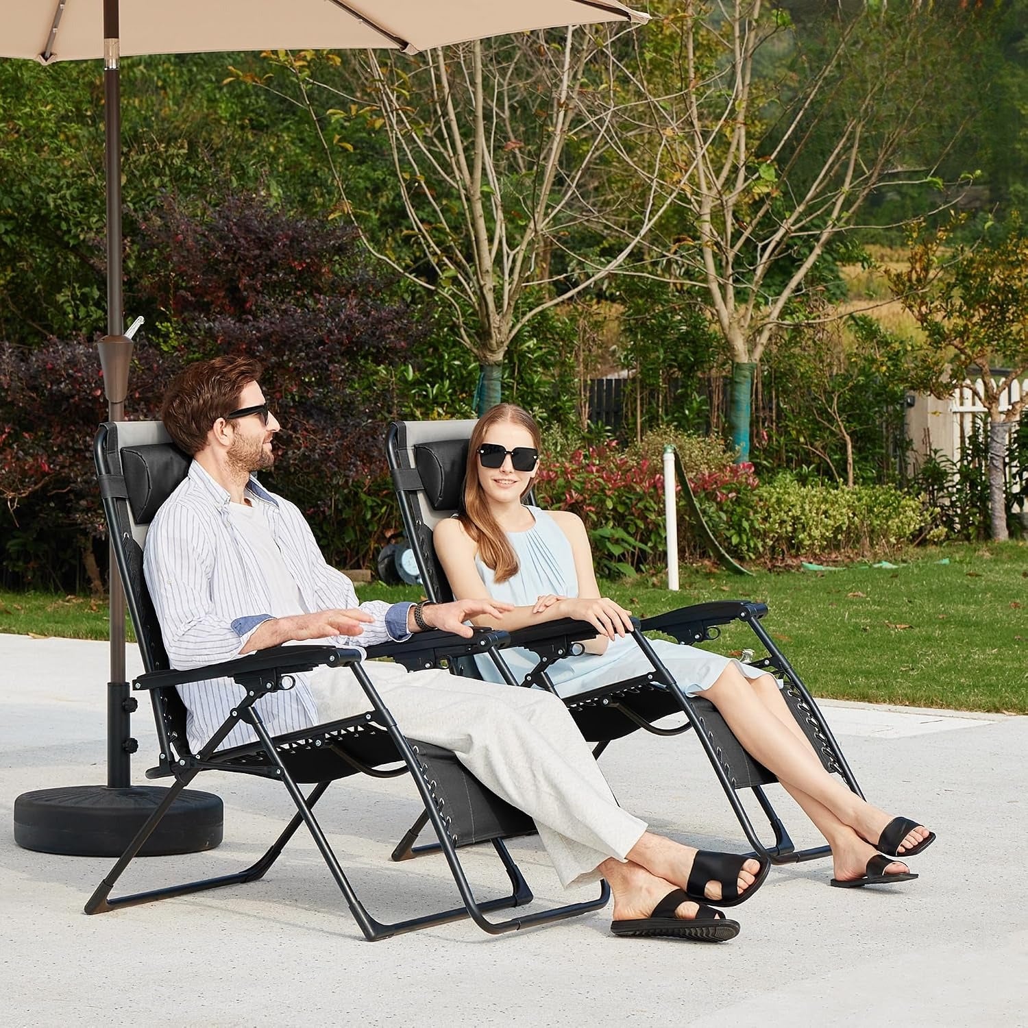 Oversized Black-Gray Padded Zero Gravity Chair
