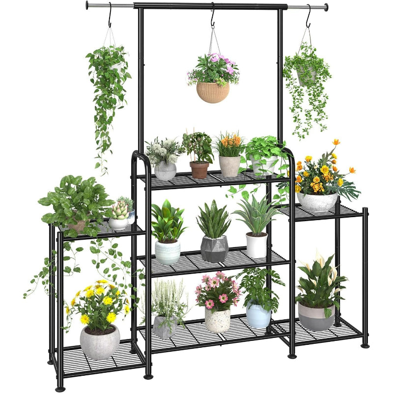 3-Tier Black Ladder Metal Plant Stand