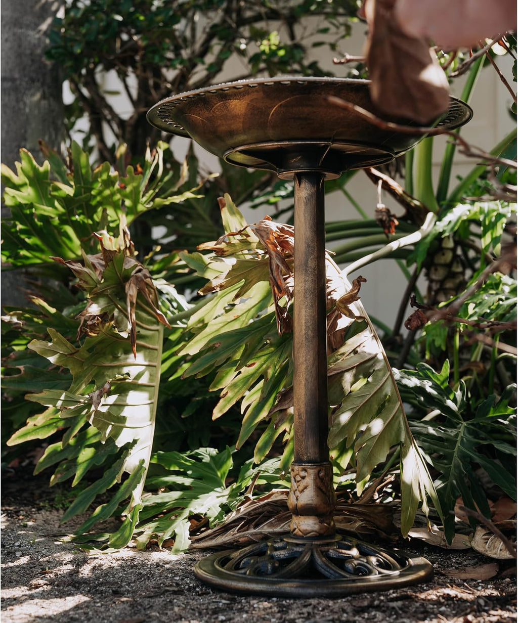 30 Inch Bronze Polyresin Outdoor Bird Bath