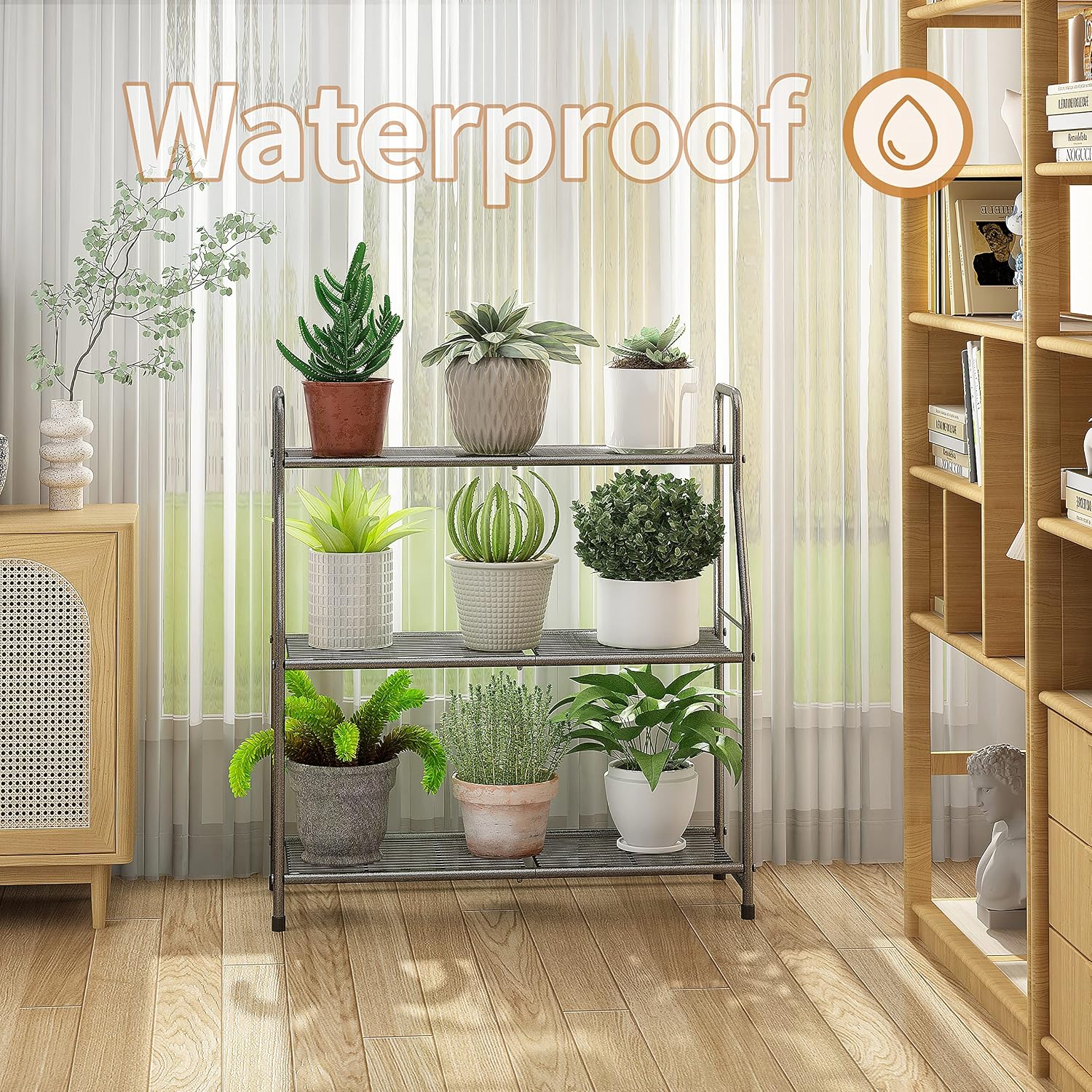 3-Tier Waterproof Metal Plant Stand