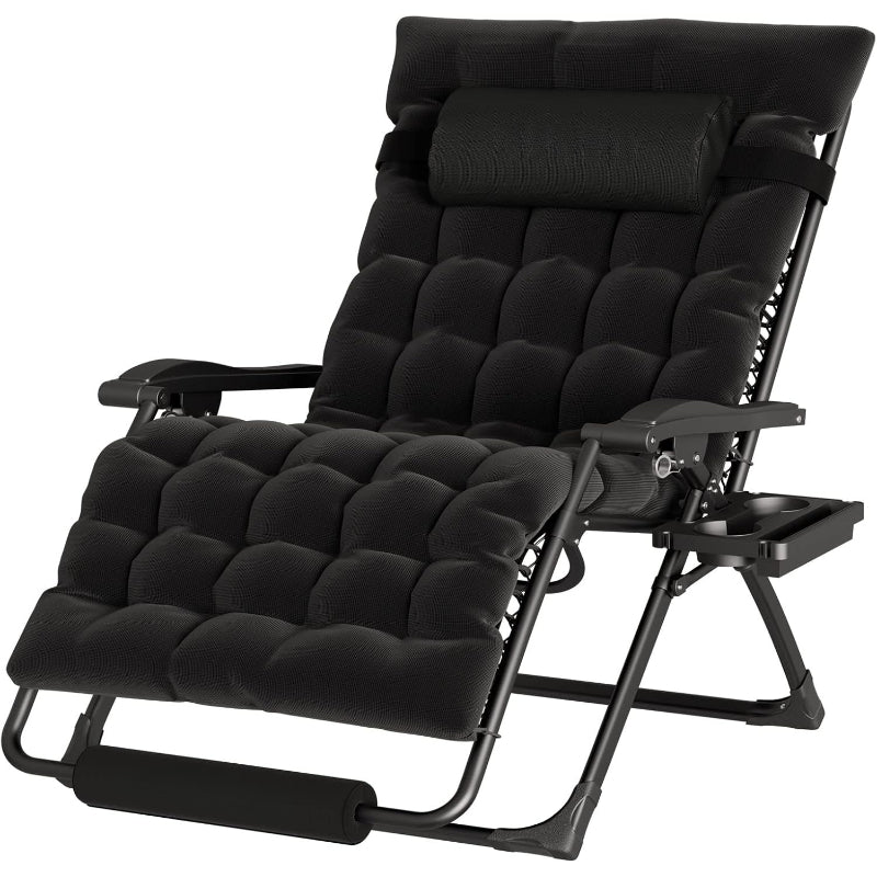 Oversized Black Padded Zero Gravity Chair